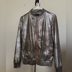 Zara - Faux suede metallic bomber jacket